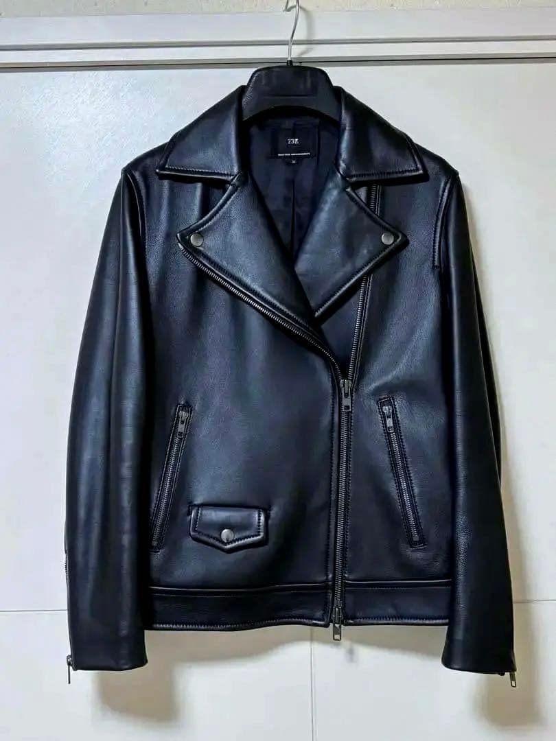 【美品】23区　本革ラムレザーダブルライダース黒　S〜M 上品上質通勤きれいめ