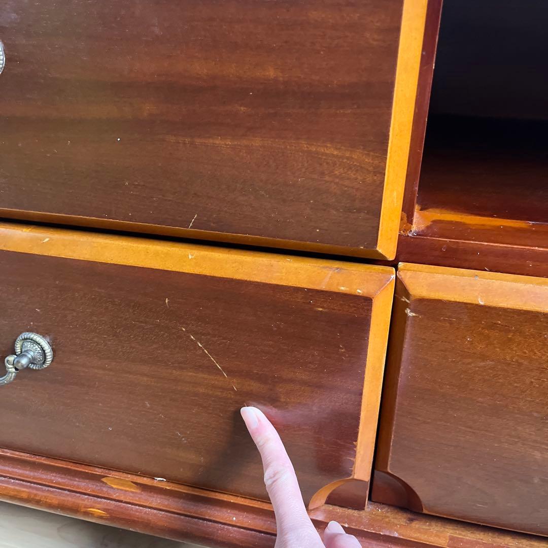 木製テレビ台 ダークブラウン 4引き出し