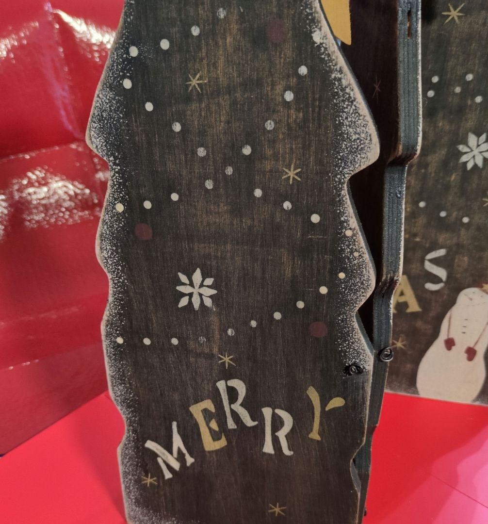 《アンファン》木製折りたたみ式3連クリスマスツリースタンド リバーシブル