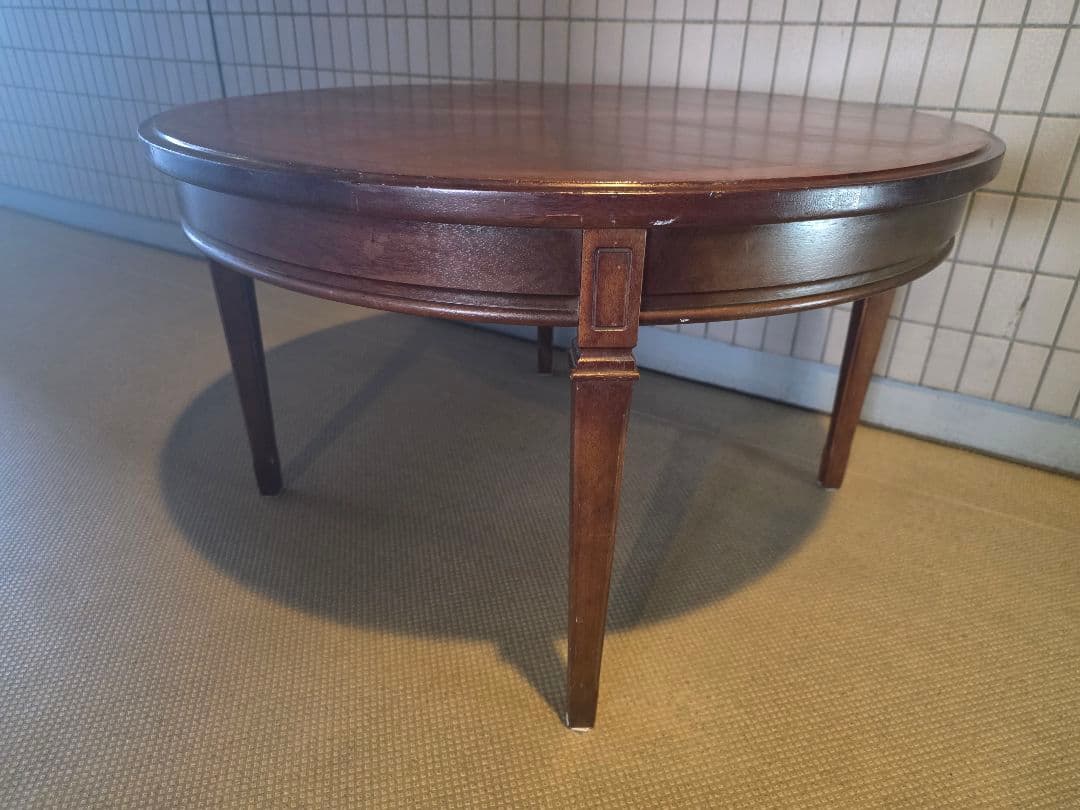 クラシック円形木製テーブル　地中海　円卓　コーヒーテーブル　ラウンドテーブル