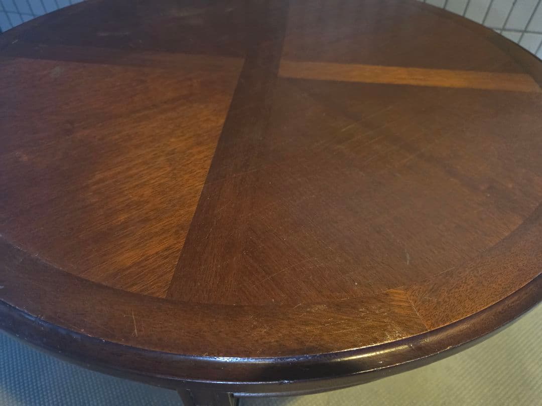 クラシック円形木製テーブル　地中海　円卓　コーヒーテーブル　ラウンドテーブル