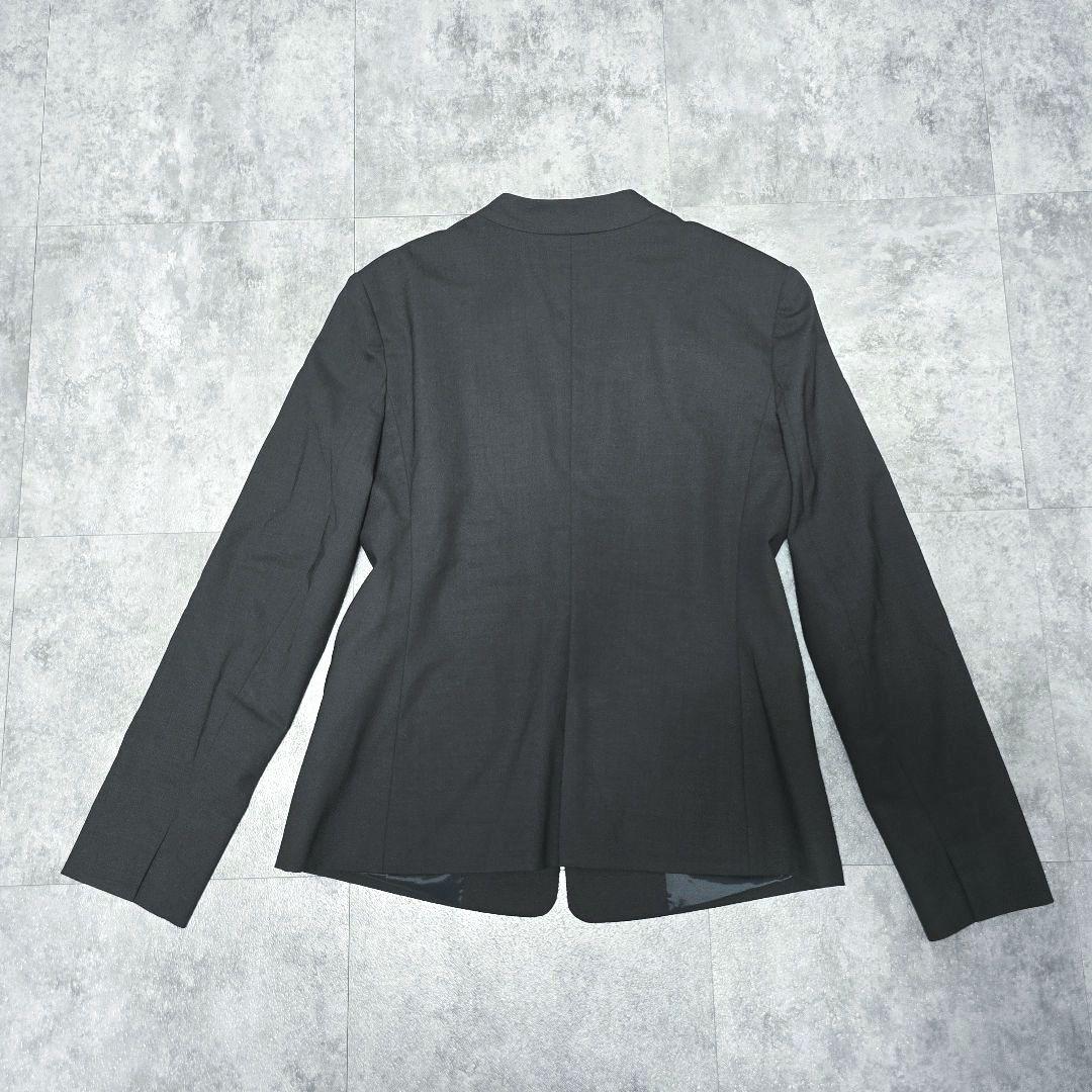 良品 グリーンレーベルリラクシング 42 ノーカラー ウール混 ストレッチ