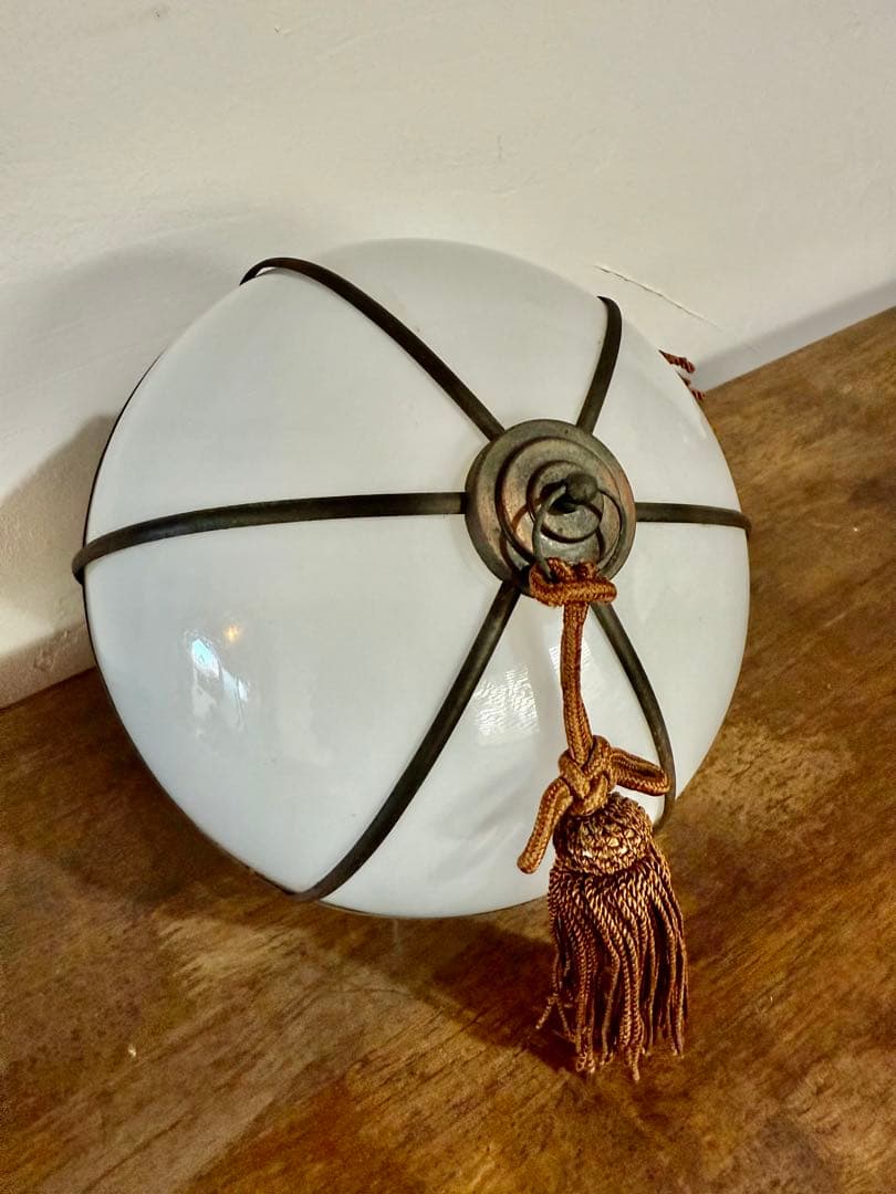 希少 小ぶりな乳白硝子 大正ロマン 電傘 電笠 吊り下げ照明 レトロ ランプ