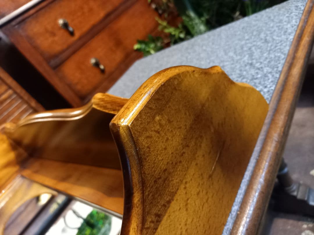 1970's　カリモク　コロニアル　壁掛け　鏡　ウォール　ラック付　ミラー