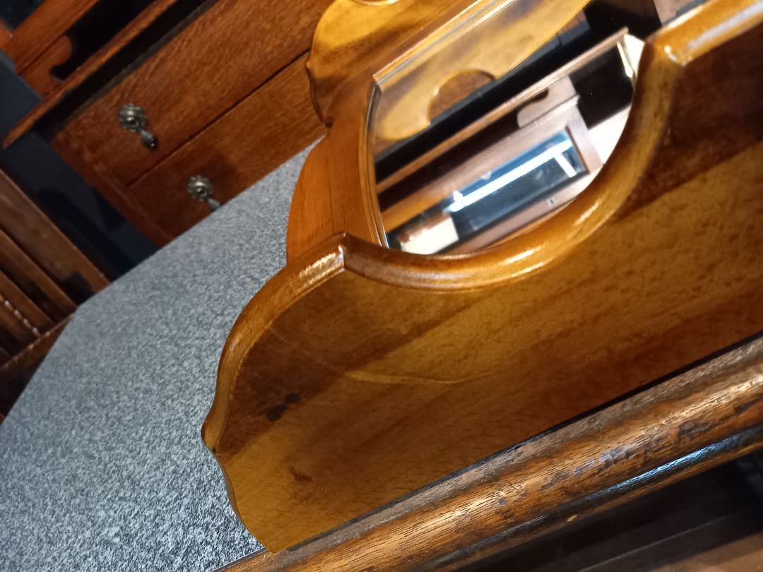 1970's　カリモク　コロニアル　壁掛け　鏡　ウォール　ラック付　ミラー