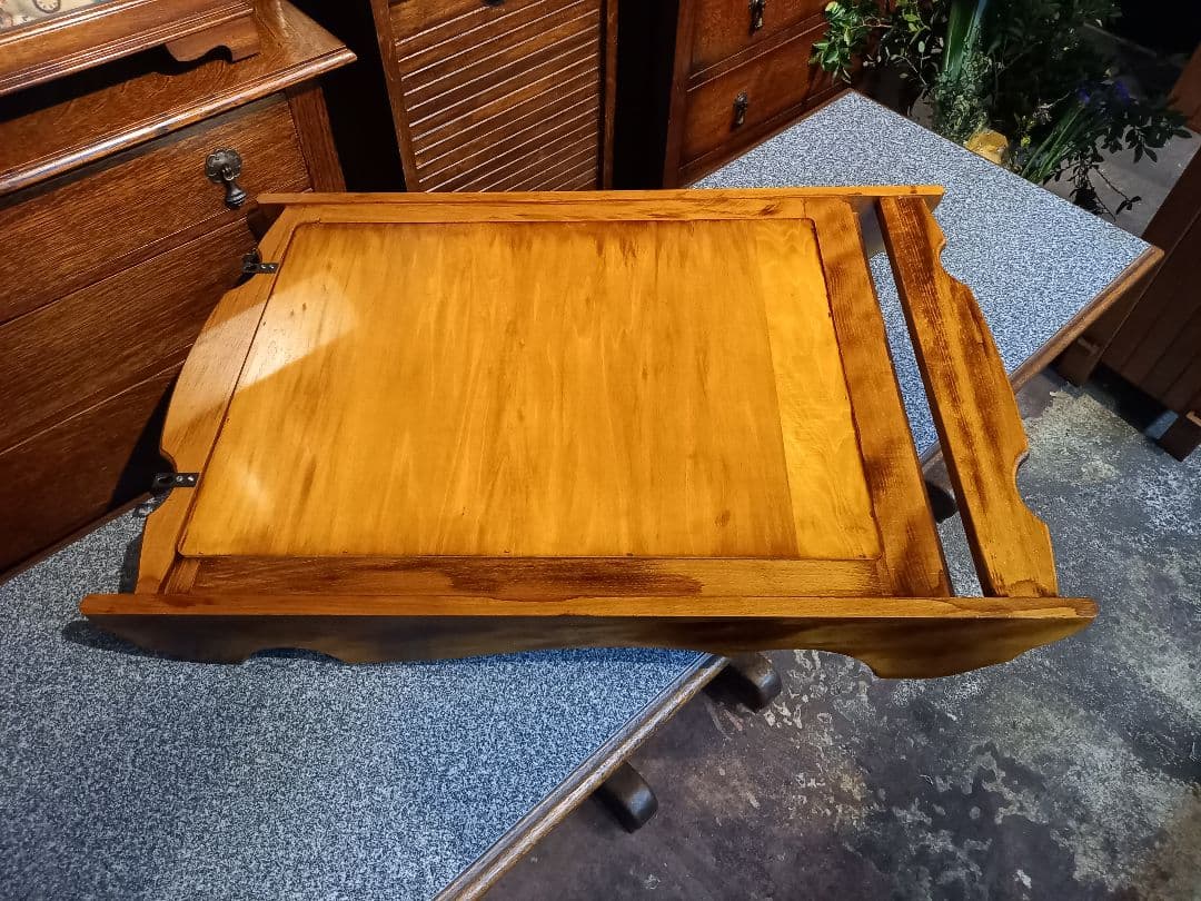 1970's　カリモク　コロニアル　壁掛け　鏡　ウォール　ラック付　ミラー