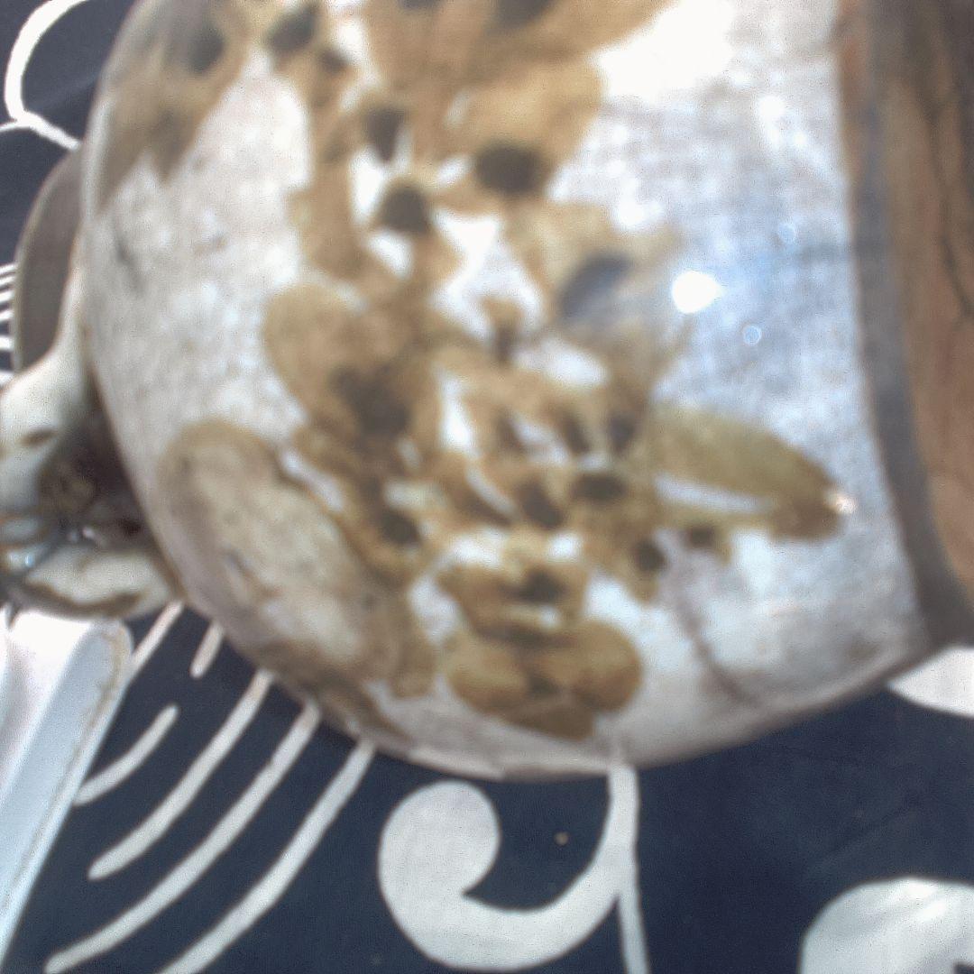 骨董２手作り陶器急須 籐ハンドル付き 水漏れあります