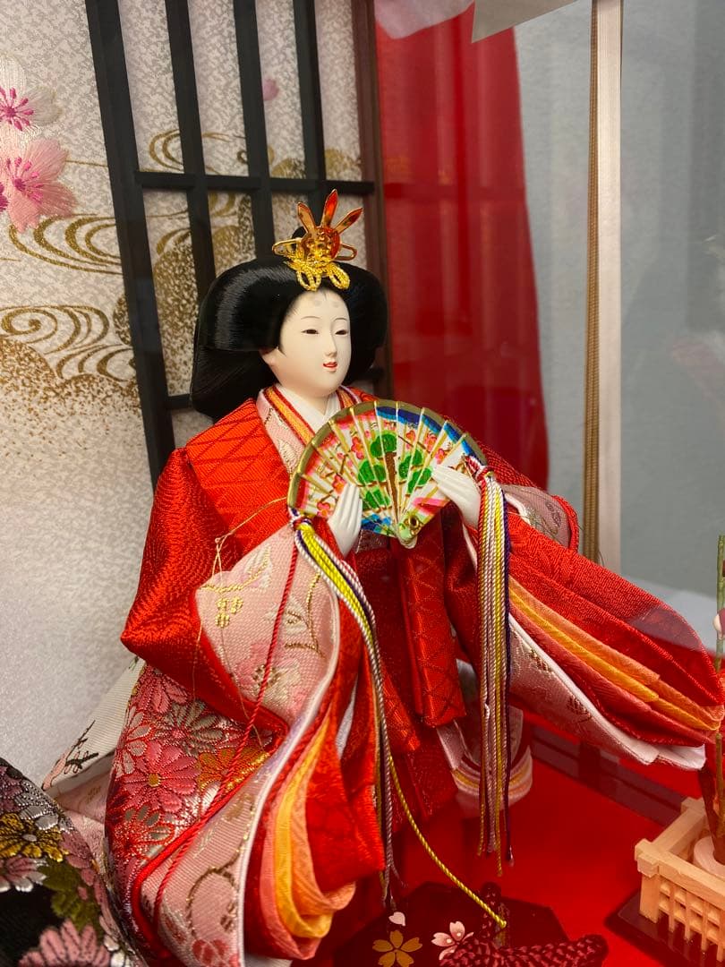 東京久月　雛人形　立親王アクリルケース飾り・間口約４２×奥行約２８×高さ約４３㎝