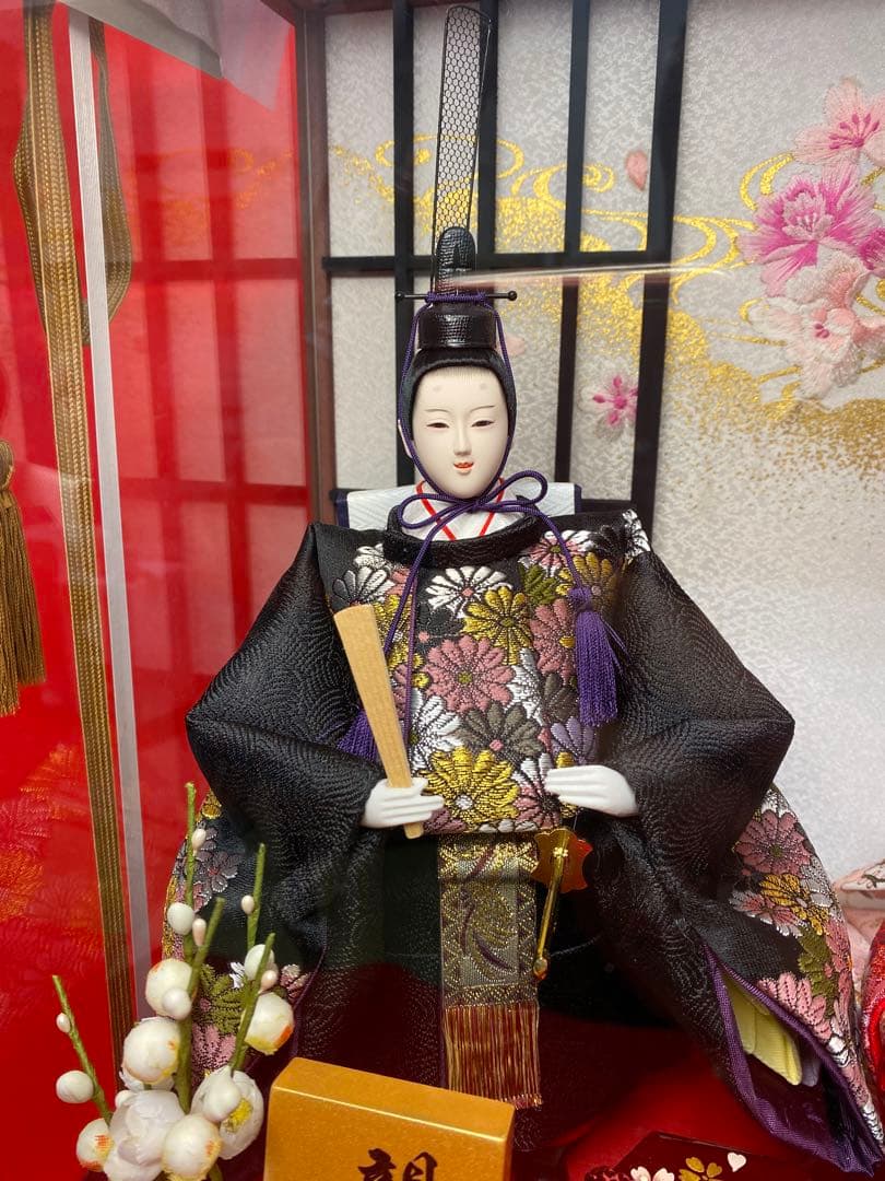 東京久月　雛人形　立親王アクリルケース飾り・間口約４２×奥行約２８×高さ約４３㎝