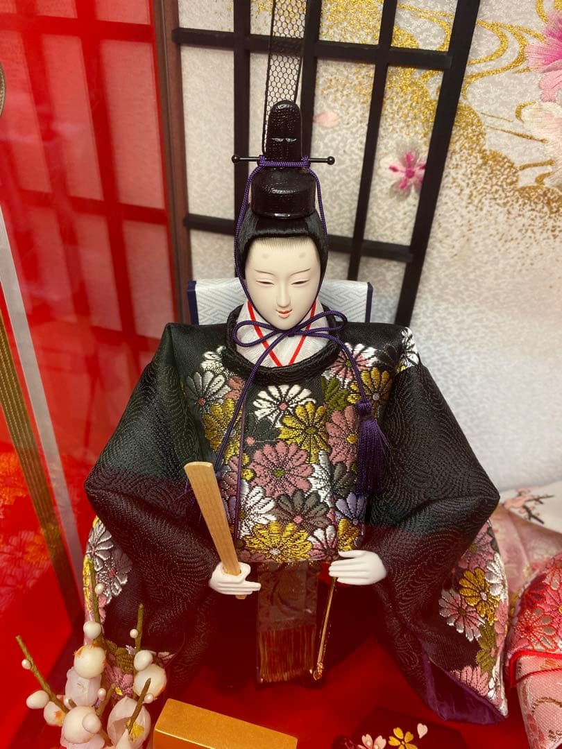 東京久月　雛人形　立親王アクリルケース飾り・間口約４２×奥行約２８×高さ約４３㎝