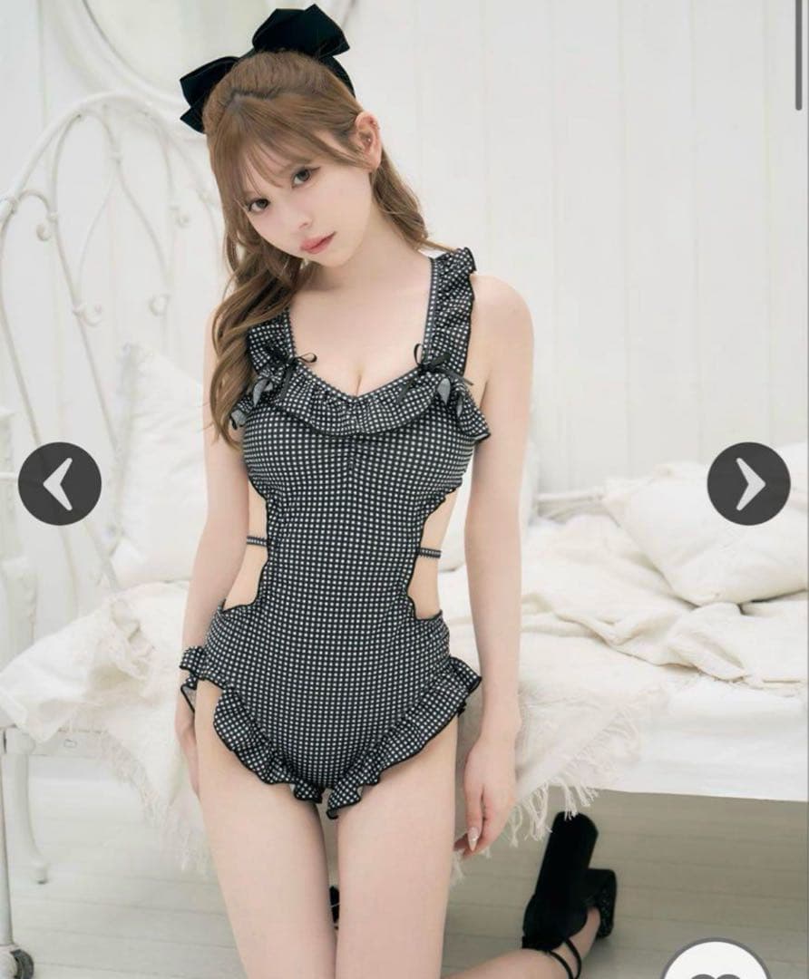 Michell Macaronミシェルマカロンギンガムクロスリボンスイムウェア