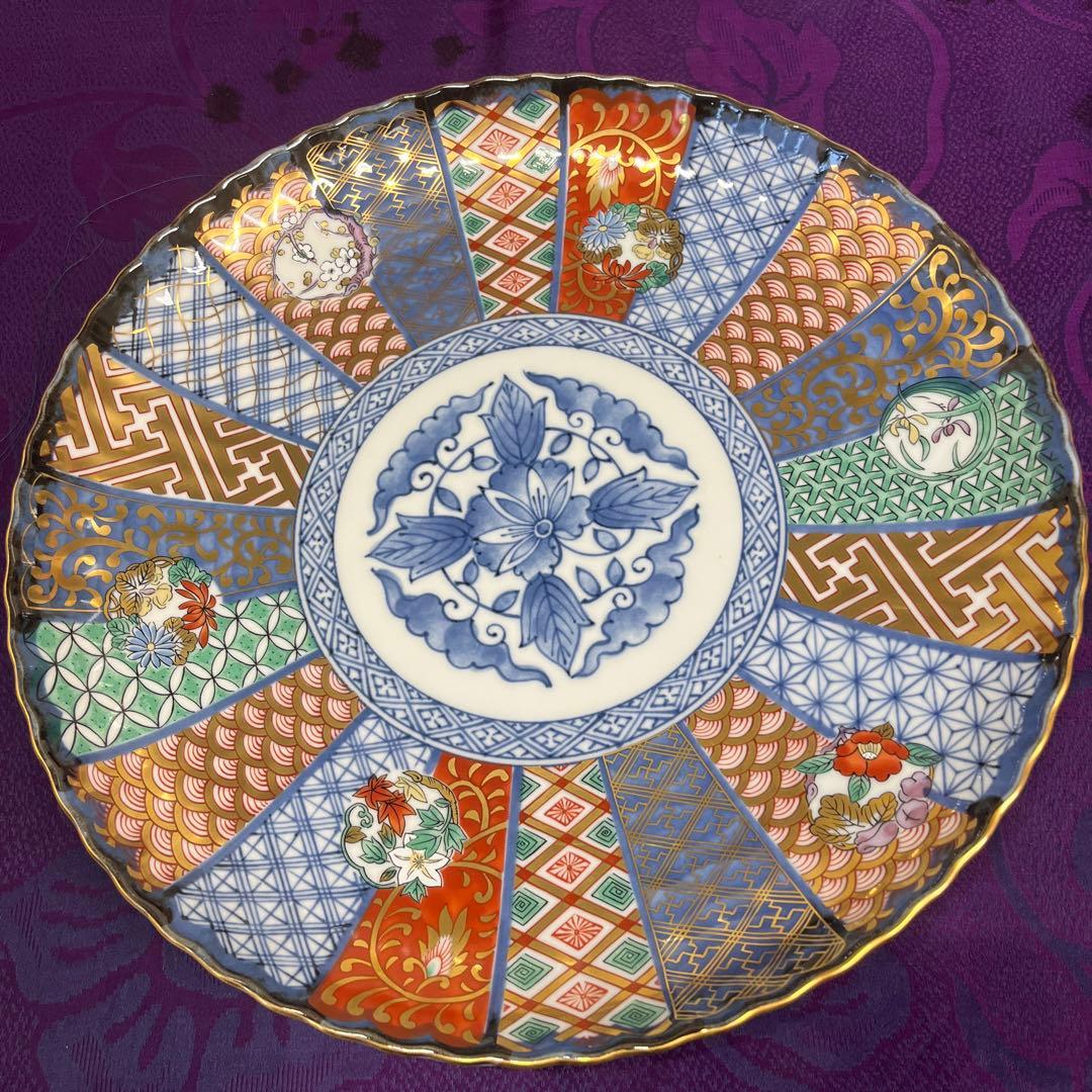 有田焼　龍峰窯　金彩　花風流　大皿