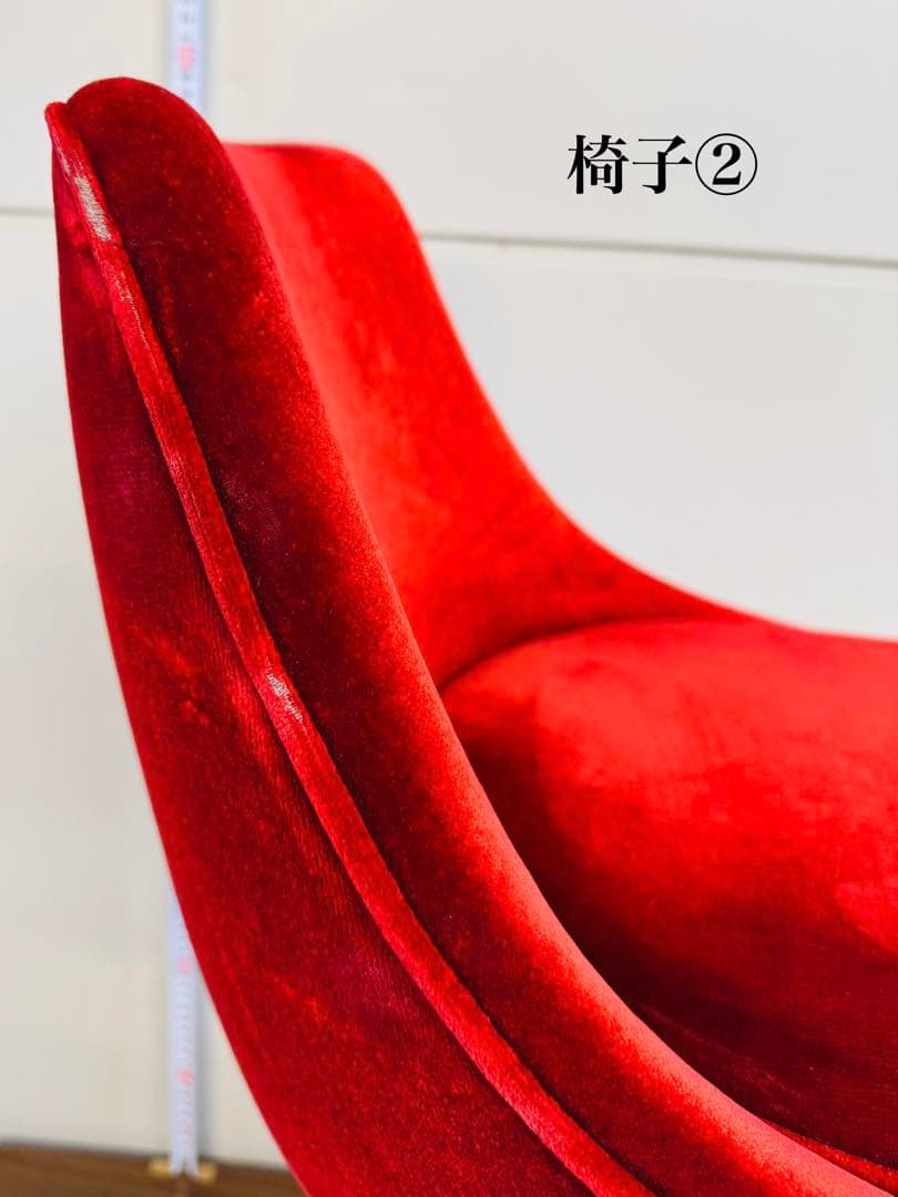 赤ベルベット カウンターチェア 2脚セット おしゃれ 固定式