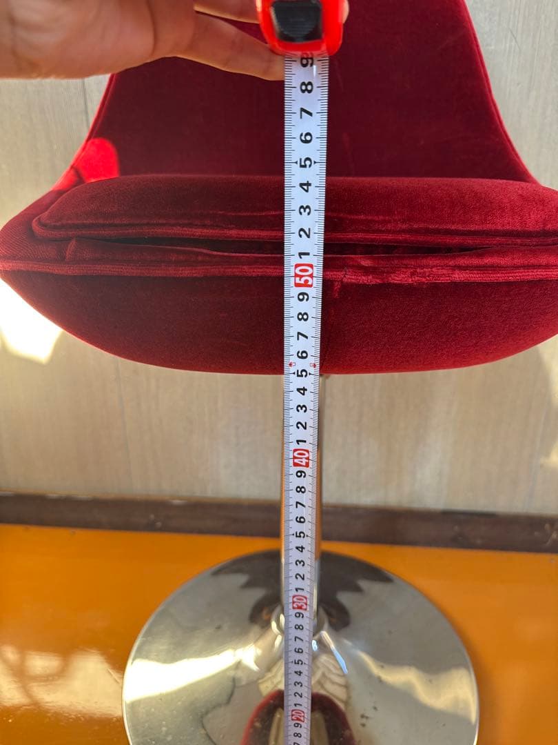 赤ベルベット カウンターチェア 2脚セット おしゃれ 固定式