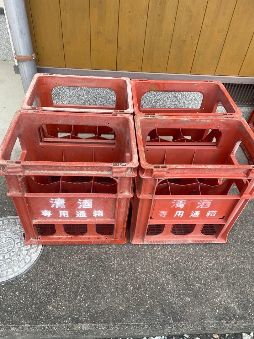 清酒専用通箱　清酒　お酒ケース　コンテナ　ビール瓶ケース　踏み台　昭和レトロ×4