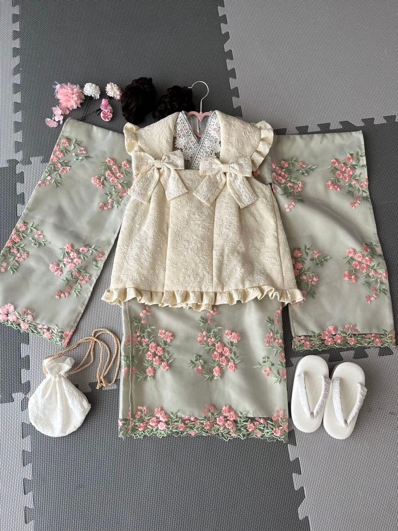 七五三　着物　小物　フルセット　3歳　100センチ　キャサリンコテージ　薄緑