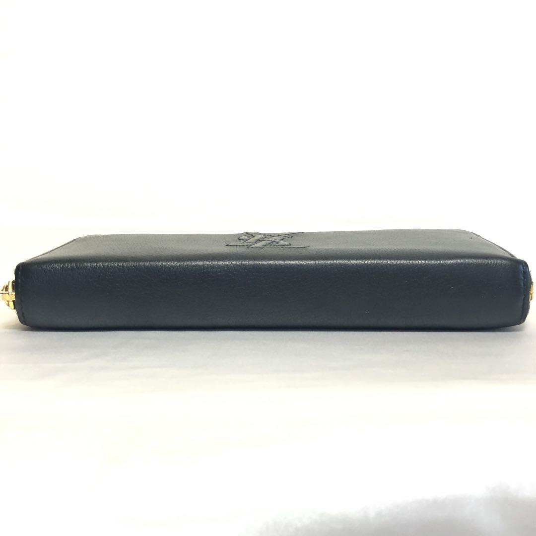 極美品　イヴサンローラン　長財布　エンボスロゴ　YSL　ラウンドファスナー　黒
