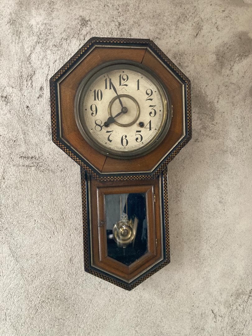 【送料込】昭和初期 アンティーク 振り子時計 八角柱時計