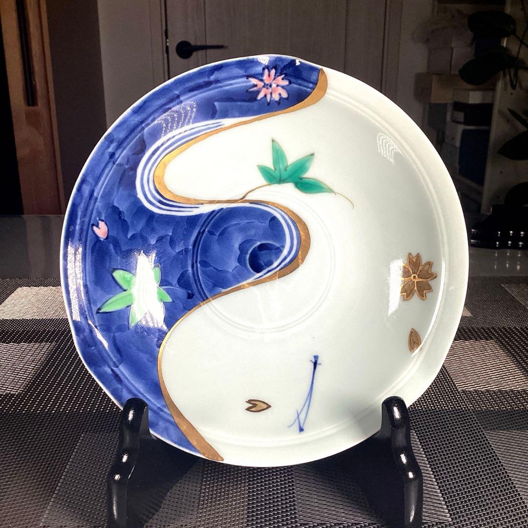 『未使用•金彩変色』　有田焼　幸祥　『春秋』　中皿　深皿　5枚