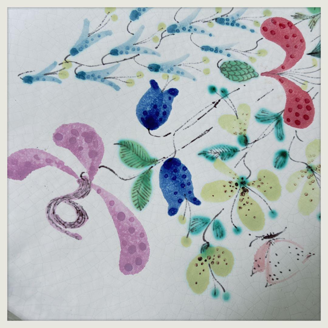 グスタフスベリGustavsbergヴィンテージ　リンドベリ　手描き花プレート