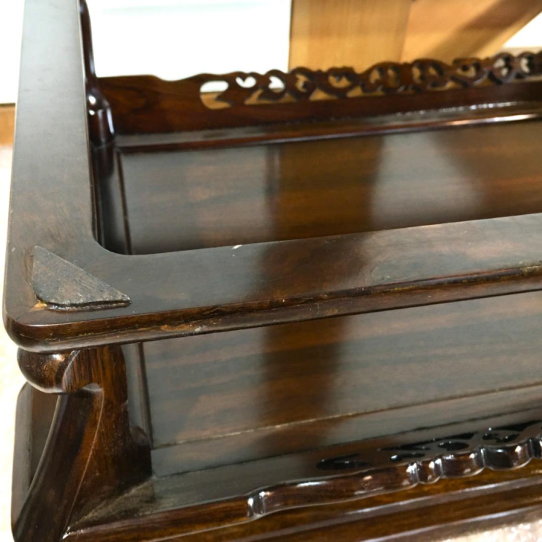 【勝峰作】花台 飾り台 螺鈿細工 金彩蒔絵 机 ガラス付属 ①