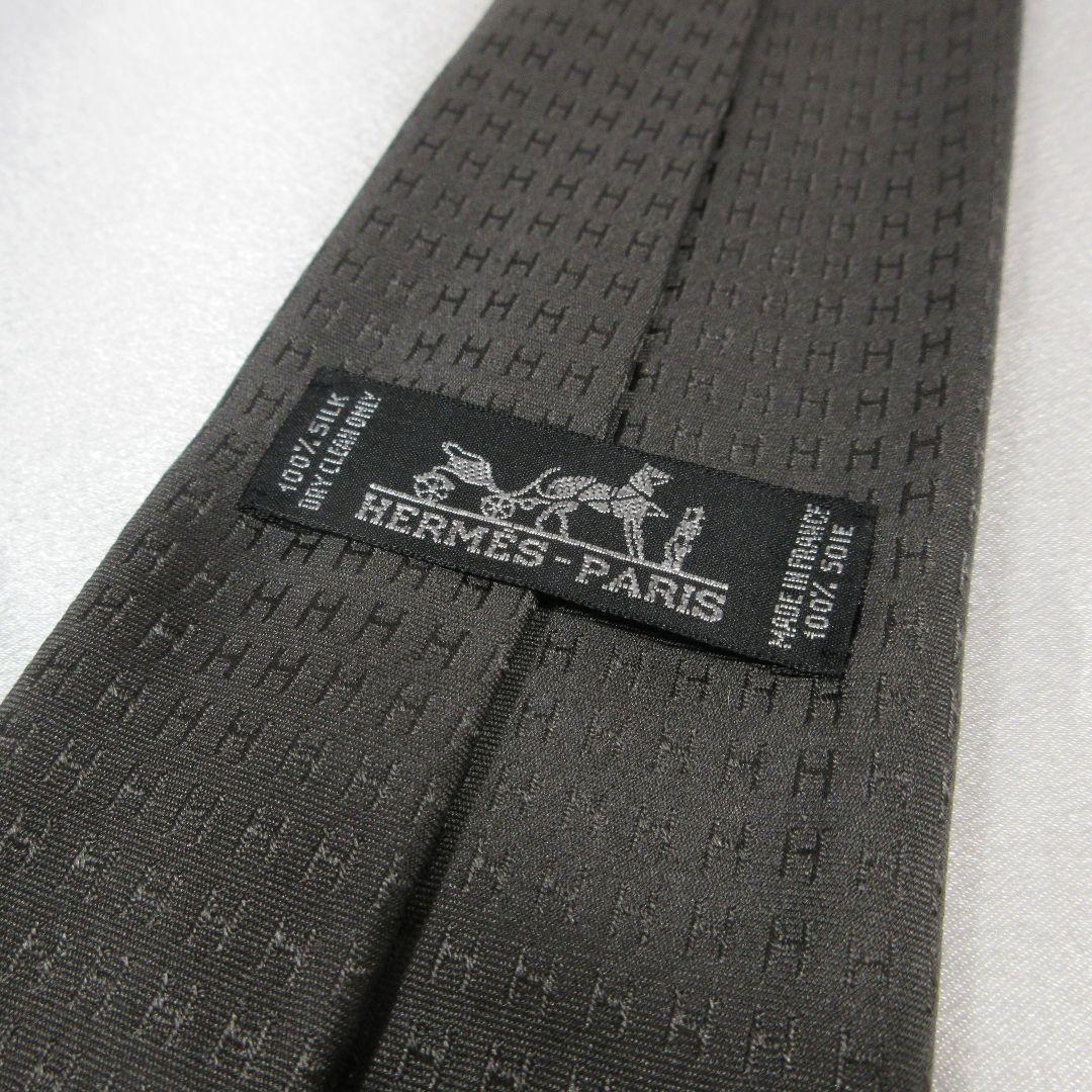 エルメス　H柄　ファソネ　ブラック　ネクタイ