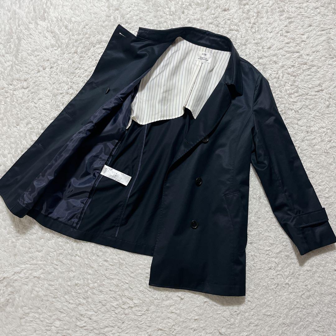極美品✨23区 ダブルブレスト トレンチコート　ミドル丈　紺　ベルト　48