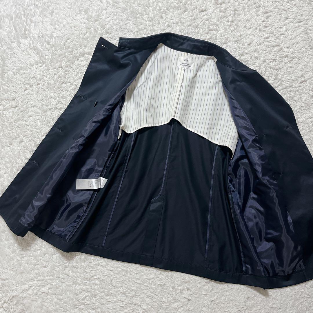 極美品✨23区 ダブルブレスト トレンチコート　ミドル丈　紺　ベルト　48
