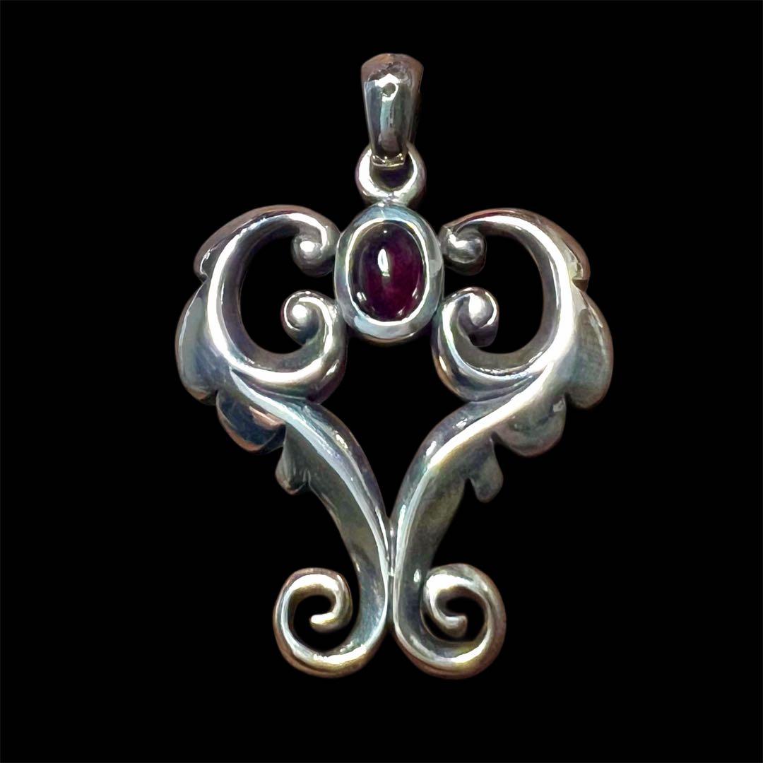 SAAD シルバー925 ガーネット ハート型 ペンダントトップ