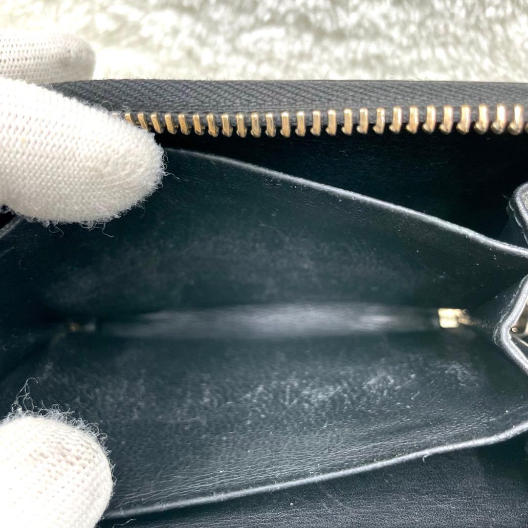 美品　GUCCI ラウンドファスナー　シマ　　ケース　レザー　ブラック