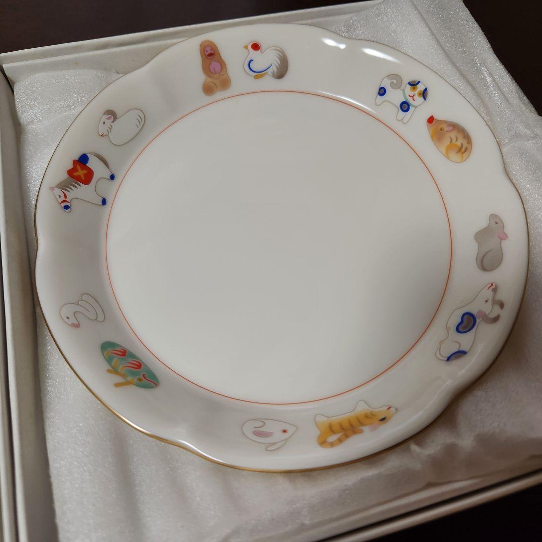 【希少/未使用】香蘭社　干支物語　中皿　5枚セット　動物　金彩