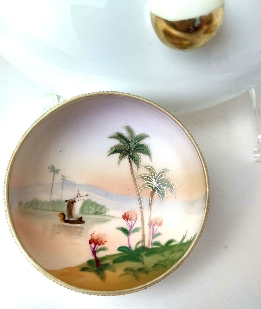 オールドノリタケ モールド 点盛猫足 エジプト風景絵 シリーズ