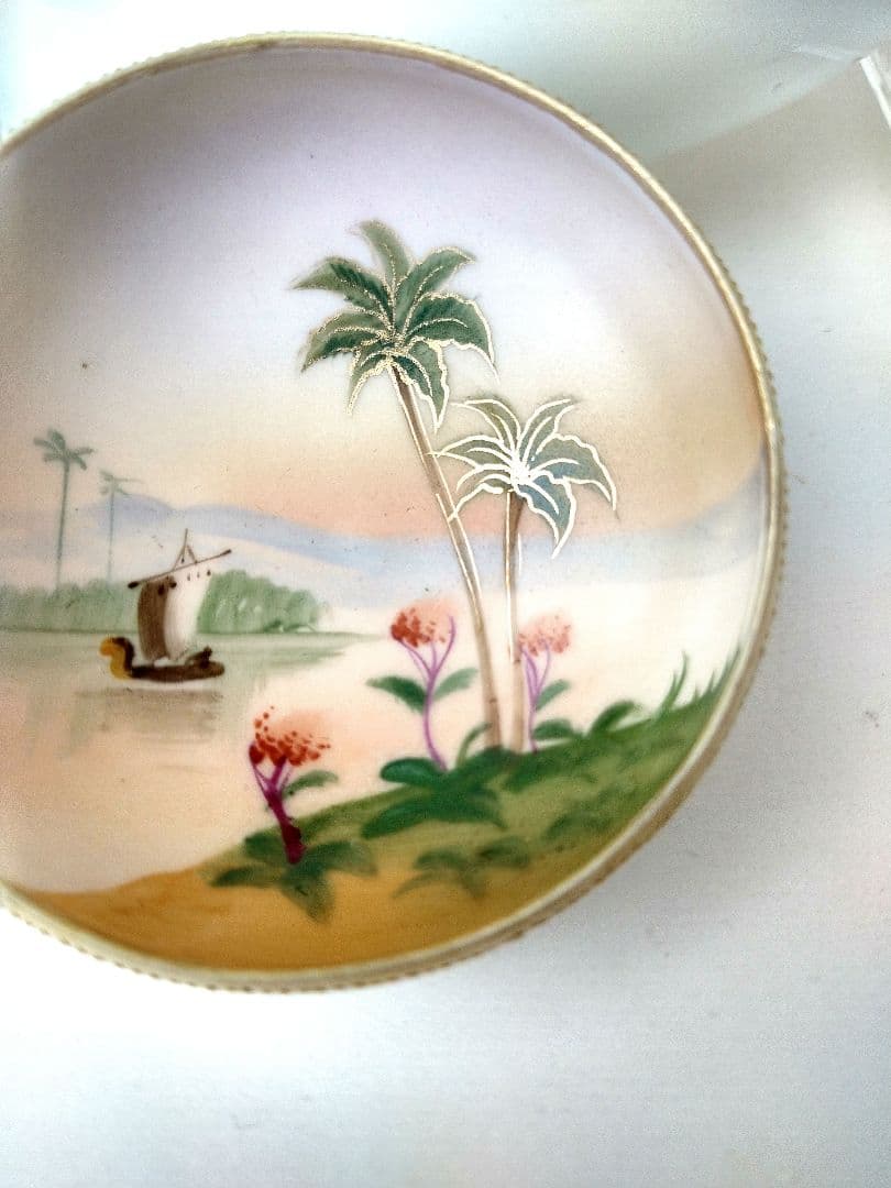 オールドノリタケ モールド 点盛猫足 エジプト風景絵 シリーズ