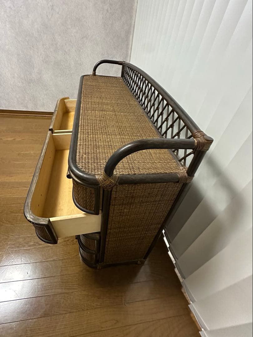 【送料込】籐 ラタンチェスト 4段 5引出し&4段10引出しの2個セット