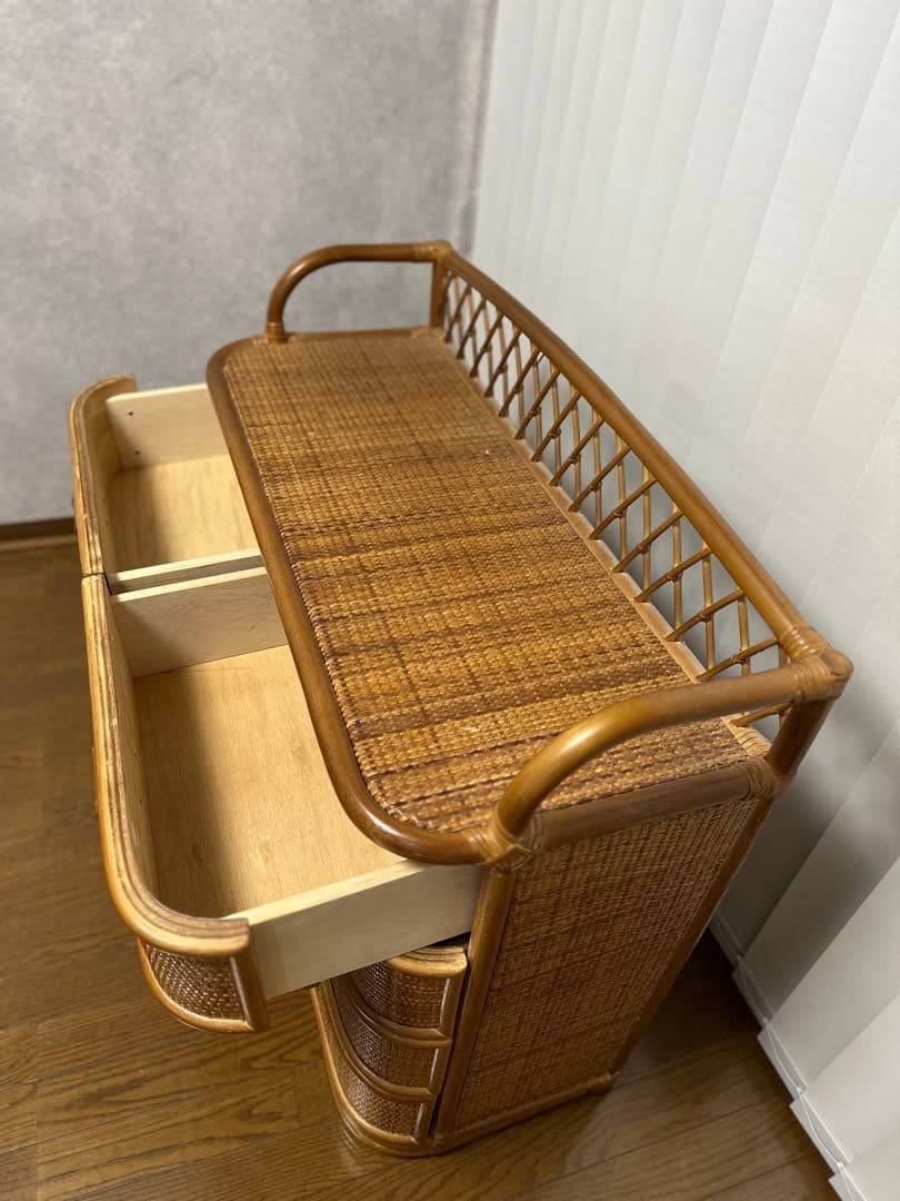 【送料込】籐 ラタンチェスト 4段 5引出し&4段10引出しの2個セット