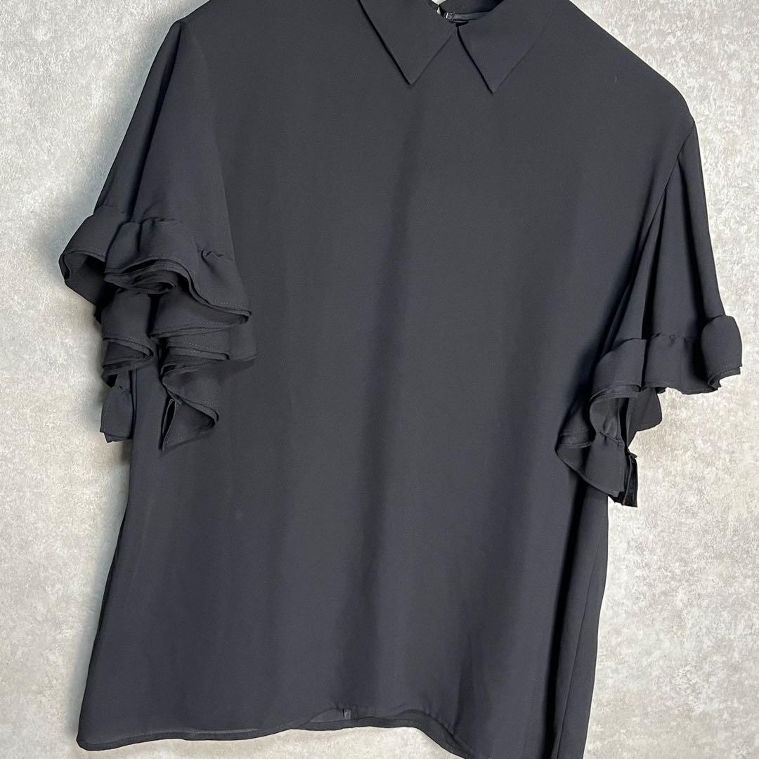 【美品】ヨーコチャン ラッフルスリーブポイントカラーブラウス　38