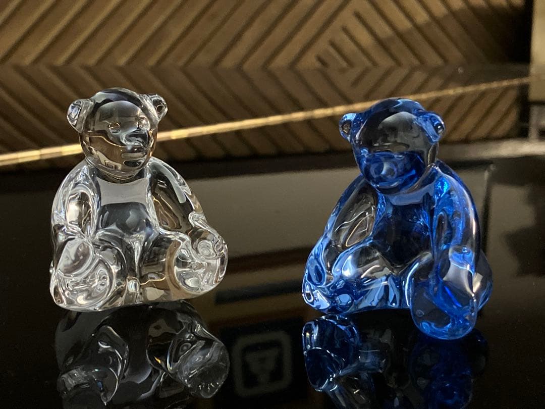 バカラ／フィギュリン ベア クリスタルガラス　2 セット