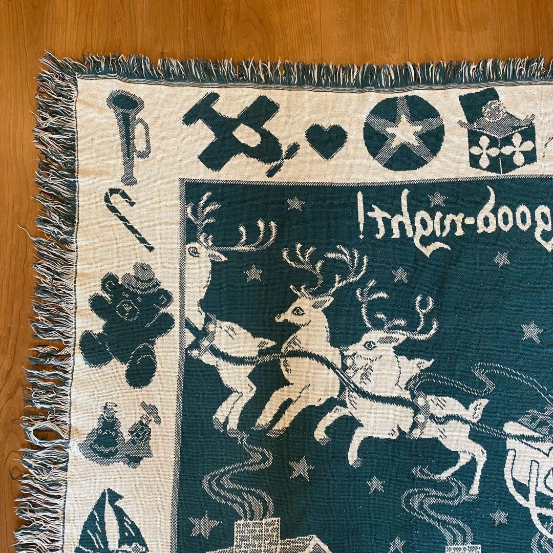 USA製 CROWN CRAFTS ゴブラン織り ラグ サンタ柄　タペストリー