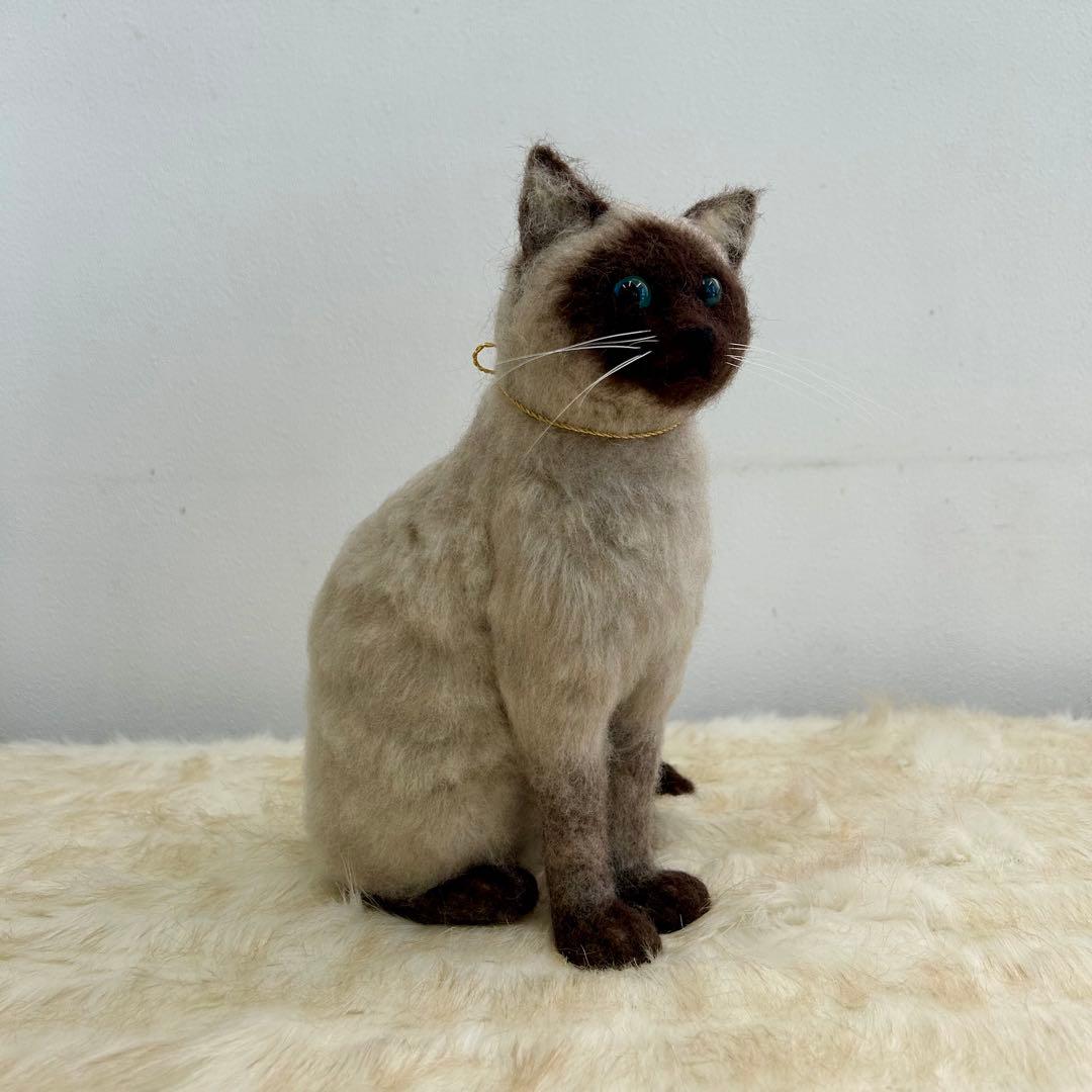 羊毛フェルト猫・シャム猫・ハンドメイド・