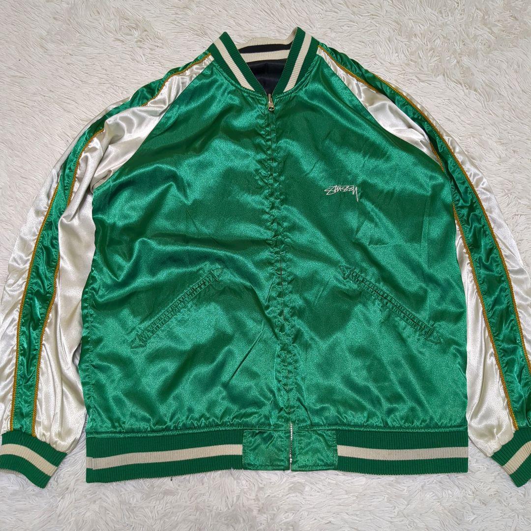 希少 STUSSY ステューシー リバーシブル サテン スカジャン 龍刺繍 M