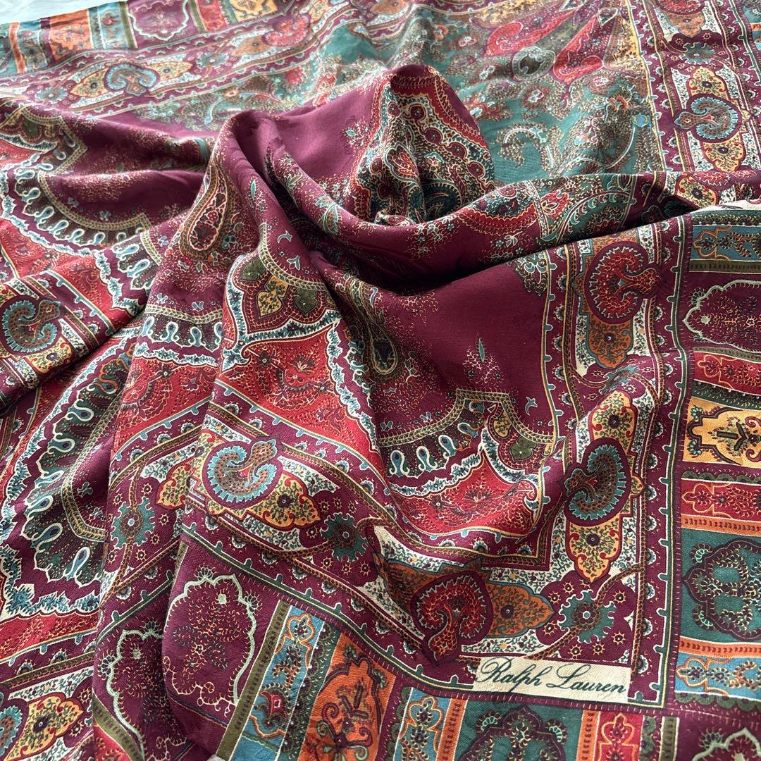 ラルフローレン　シルク　スカーフ　ペイズリー　RALPH LAUREN SILK