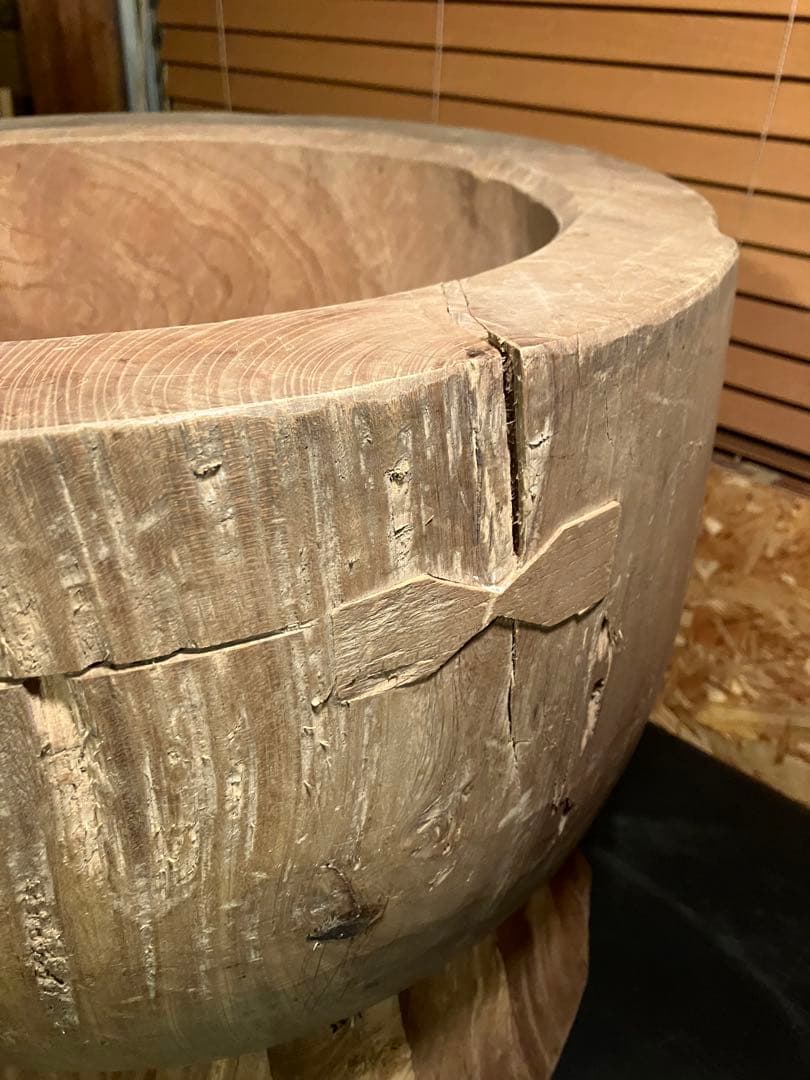 本欅ホンケヤキ 臼 4升欅 うす ディスプレイ 古道具 アンティーク