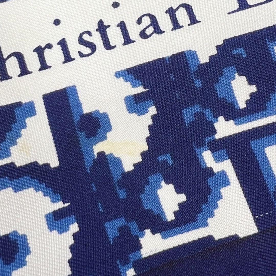 クリスチャンディオール　スカーフ　大判　ロゴ　シルク　トロッター　ネイビー