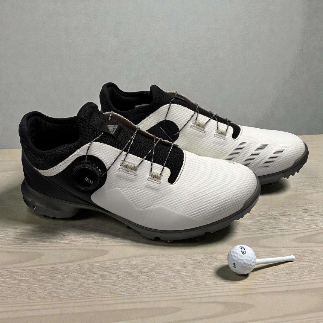 【人気】アディダスコードカオス BOA ゴルフシューズ白黒 26.5スパイクレス