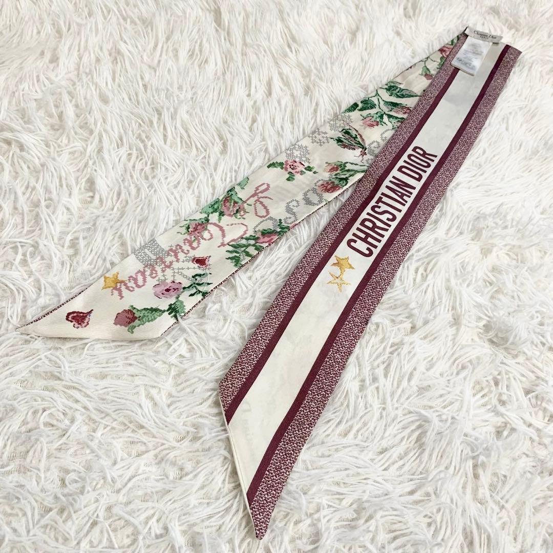 箱付き✨　クリスチャンディオール　ミッツァ　花柄　星　リボンスカーフ　Dior