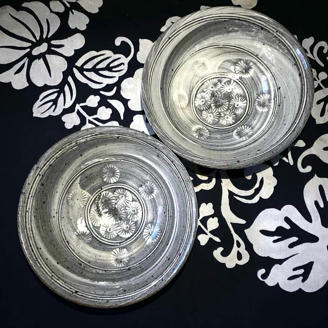 唐津焼作家　中里太亀　三島茶碗・刷け目・鉢　二客組　隆太窯　茶道具① 中里隆