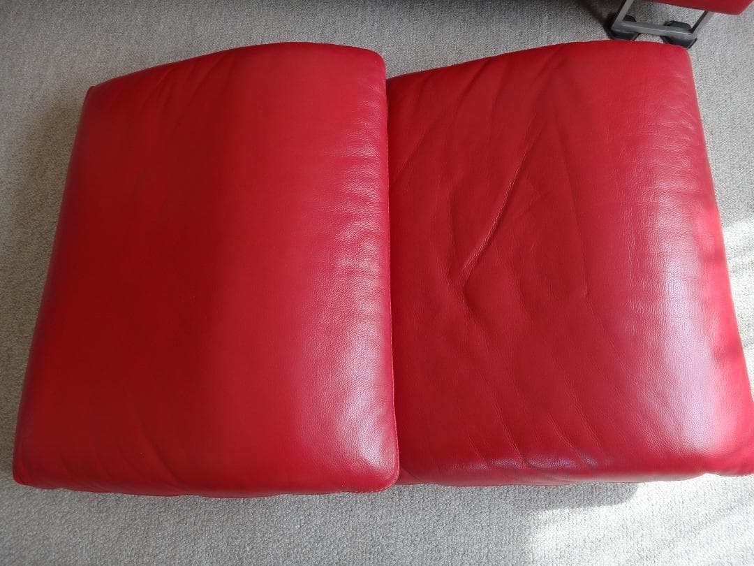 大塚家具 IDC L/S COMFORT 11 革張り 2人掛け 赤ソファ