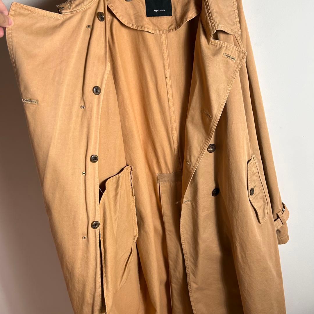 08circus トレンチコート　ロング　マキシ丈　ベージュ　製品染め