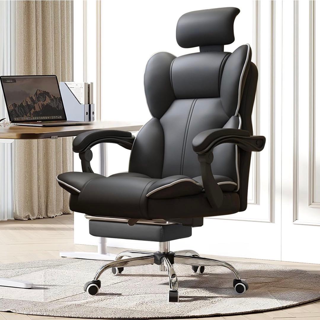 リクライニングチェア デスクチェア オットマン 静音キャスター 耐荷重150kg