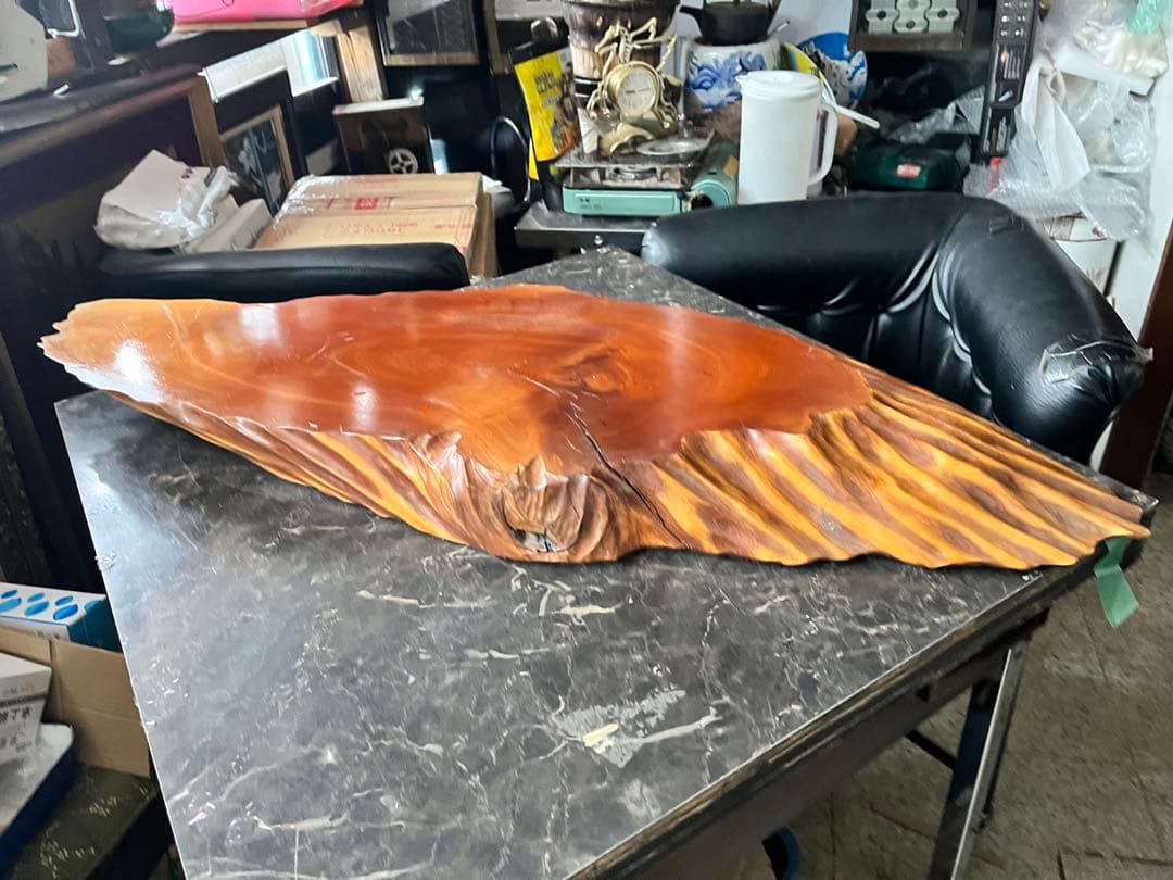 一枚板、天然木台座、102センチ、座卓天板、天板板、ケヤキ台座、鑑賞台、展示台